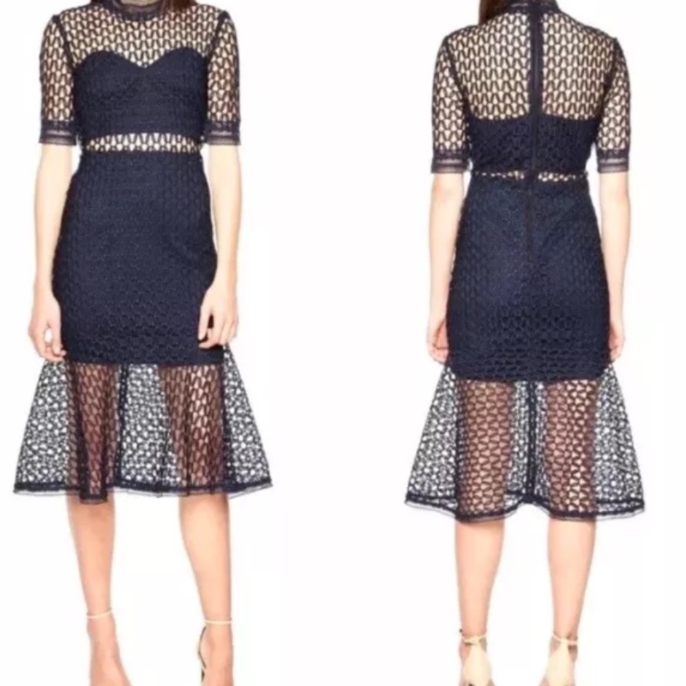 Bardot FIONA MESH DRESS French Navy 6 - Picture 8 of 12